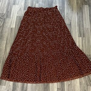 Polka Dot A-Line Midi Skirt in Rust